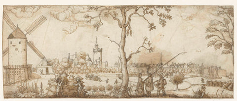 Landscape with a View of a City, Herman Breckerveld (possibly), 1623 - 1673 Canvas Print