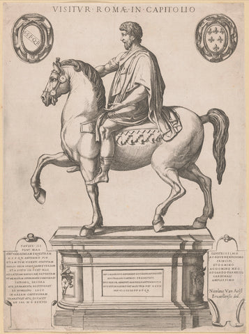 Ruiterstandbeeld van Marcus Aurelius, Antonio Tempesta (attributed to), 1591 - 1630 Canvas Print