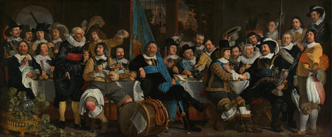 Banquet at the Crossbowmen’s Guild in Celebration of the Treaty of Münster, Bartholomeus van der Helst, 1648 Canvas Print