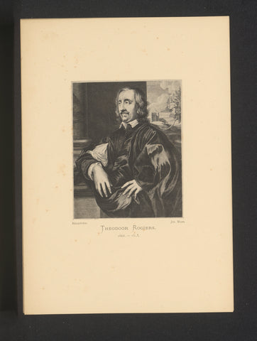 Reproductie van een gravure van een portret van Theodoor Rogiers door Petrus Clouwet, Joseph Maes, c. 1872 - in or before 1877 Canvas Print