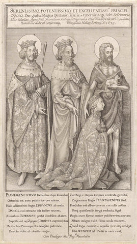 Kneeling King Richard II accompanied by John the Baptist, King Edmund and King Edward the Confesser, Wenceslaus Hollar, 1639 Canvas Print