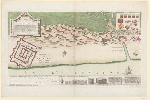 Plan of the coast at Katwijk with the foundations of Brittenburg, anonymous, 1783 Canvas Print