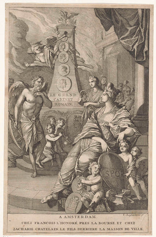 Titelpagina voor: Michel Ange de La Chausse 'Le grand Cabinet Romain', 1706, Caspar Luyken, 1706 Canvas Print