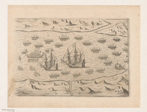 Arrival and reception of ships at Ternate, 1599, anonymous, 1619 Canvas Print