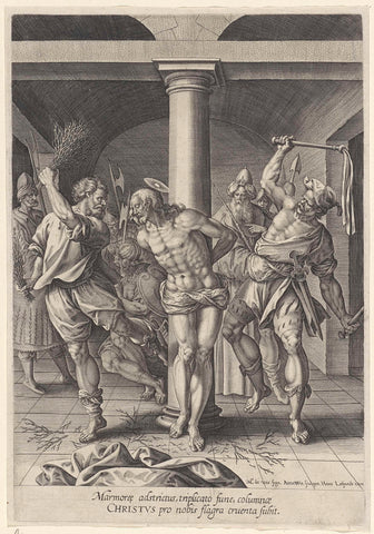 Flogging of Christ, Antonie Wierix (II), 1586 - 1590 Canvas Print