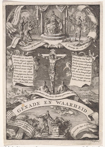 Title page for: Herman Franken's 'Schriftmaatige overweeging van genade en waarheid', 1706, Jan Luyken, 1706 Canvas Print