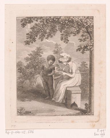 Cléry's children in the garden, Daniel Nikolaus Chodowiecki, 1799 Canvas Print