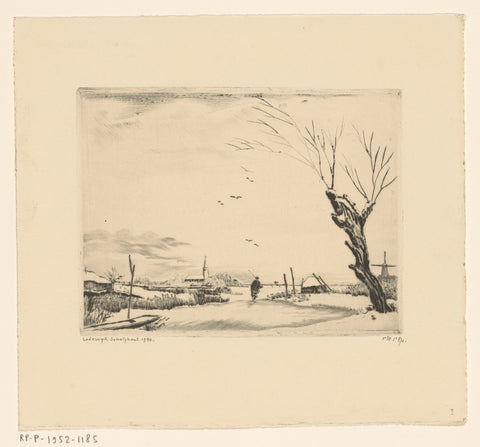 Skating figure on a ditch, Lodewijk Schelfhout, 1940 Canvas Print