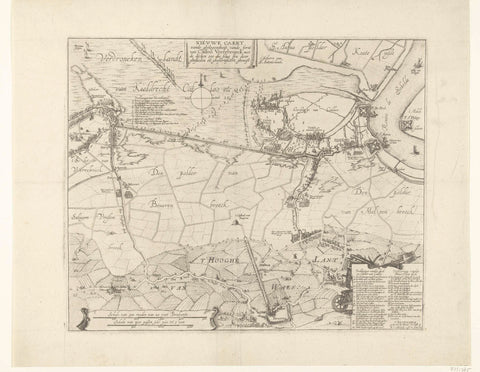 Map with de failed attack on fort Kallo, 1638, anonymous, 1638 Canvas Print