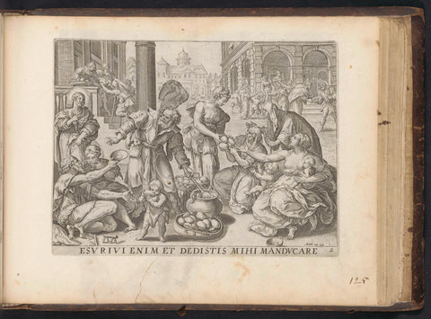 Feeding the hungry, anonymous, Maerten de Vos, 1646 Canvas Print