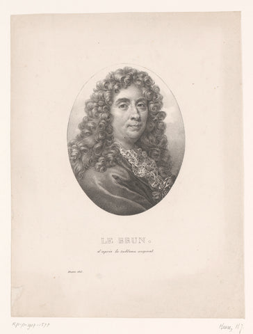 Portret van Charles Le Brun, Henri Joseph Hesse, in or after 1822 - in or before 1832 Canvas Print