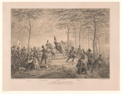 Combat at Boutersem, Johann Peter Berghaus, 1861 Canvas Print