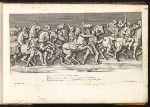 Deel van een triomfprocessie met muzikanten te paard, Pietro Sante Bartoli, 1680 Canvas Print