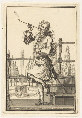 Pijprokende man, Adolf van der Laan, c. 1710 - 1755 Canvas Print