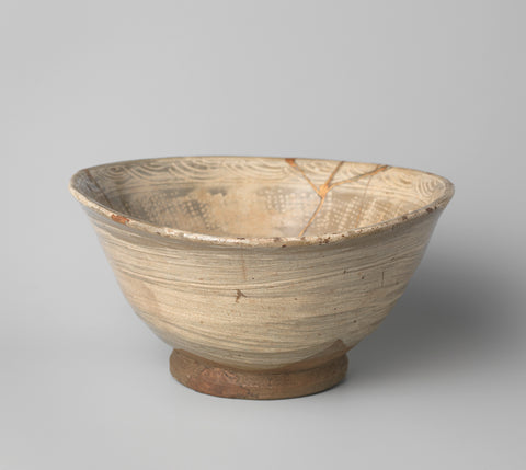 Bowl with incised floral patterns and ornamental borders, anonymous, c. 1700 - c. 1799 Canvas Print