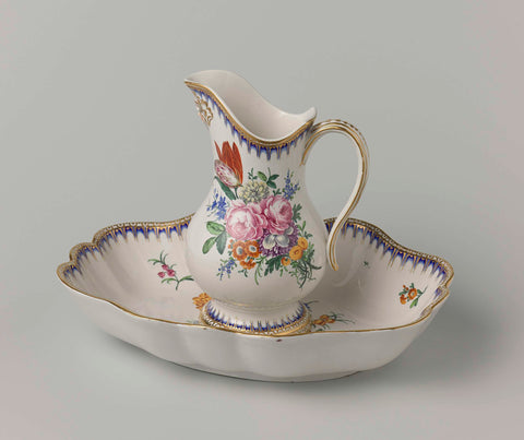 Ewer and basin, Porcelain factory The Hague, 1777 - 1790 Canvas Print