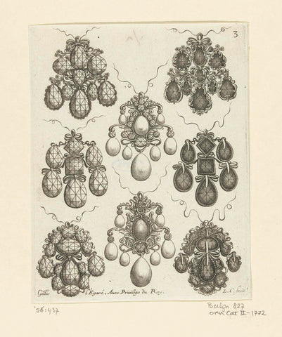 Eight front and backs of pendants, Louis Cossin, 1663 Canvas Print