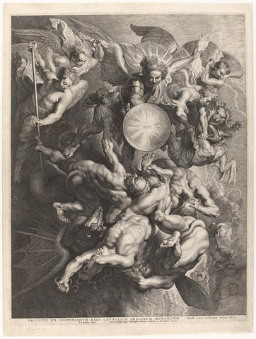 The Archangel Michael Fighting the Rebel Angels, Lucas Vorsterman (I), 1621 Canvas Print