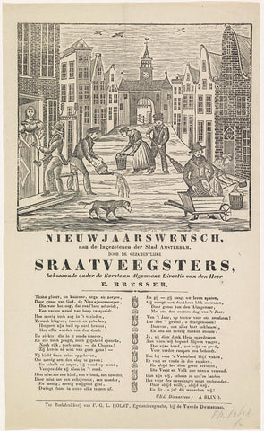 New Year's wish of the Amsterdam street sweepers, ca. 1850-1855, anonymous, 1850 - 1855 Canvas Print