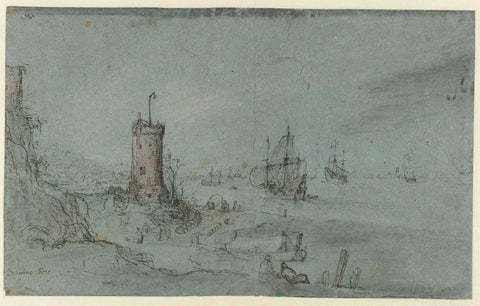 Coastal Landscape with a Round Tower, Hendrick Avercamp, Gerard van der Horst (attributed to), c. 1600 - c. 1630 Canvas Print