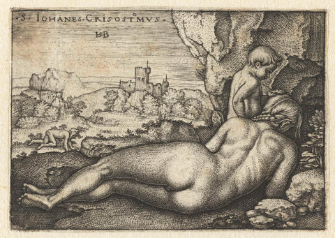 Saint John Chrysostomus as hermit in the desert, Hans Sebald Beham, 1510 - 1550 Canvas Print