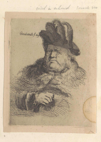 Seated heavy man with high hat, anonymous, 1807 - 1808 Canvas Print