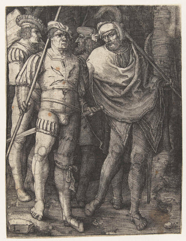 Four soldiers in a forest, Lucas van Leyden, 1505 - 1509 Canvas Print