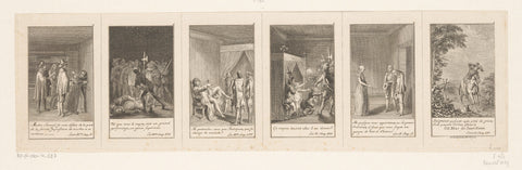 Six performances from Lesage's Gil Blas de Santillane, Daniel Nikolaus Chodowiecki, 1783 Canvas Print