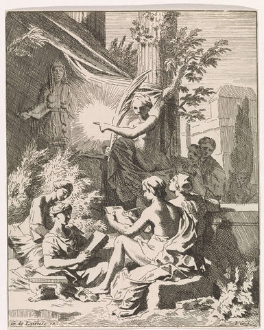 Allegory on the art of drawing, Johannes Glauber, 1656 - 1726 Canvas Print