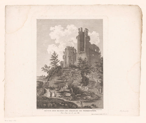 Landscape with ruin of a castle, Claude Mathieu Fessard, 1781 - 1796 Canvas Print