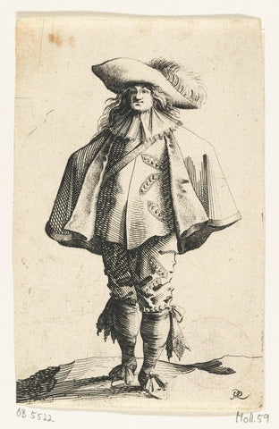 Standing cavalier with cape and plumed hat, Salomon Savery, 1633 - 1665 Canvas Print