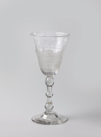 Chalice glass with a portrait of Pieter Adriaansz. van der Werff en een gezicht op Leiden, anonymous, c. 1725 - c. 1750 Canvas Print