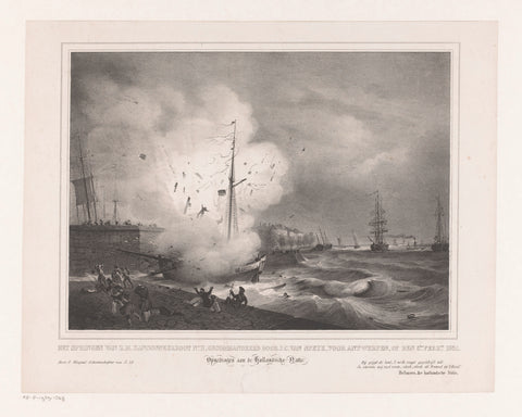 Explosion of jan van Speijk's boat for Antwerp, François Magneé, 1831 Canvas Print