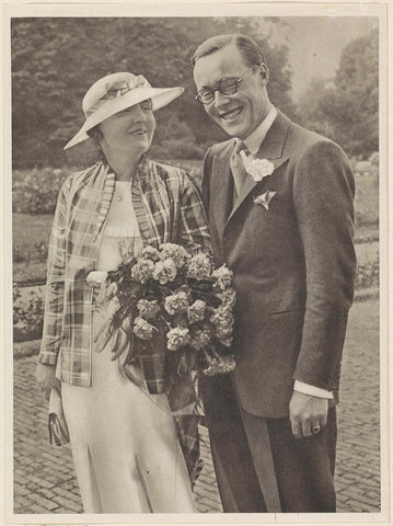 Portrait of Juliana, Queen of the Netherlands, and Bernhard van Lippe-Biesterfeld, Joseph Sleding, anonymous, 1936 Canvas Print