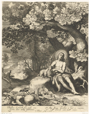 Johannes de Doper in een landschap, Cornelis Bloemaert (II), c. 1620 - c. 1624 Canvas Print