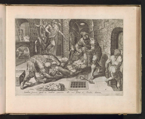 Bad servant thrown into a dark dungeon, Harmen Jansz Muller, 1585 Canvas Print