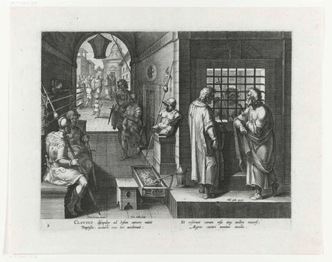 Johannes de Doper in de gevangenis, Cornelis Galle (I), after 1595 - c. 1612 Canvas Print