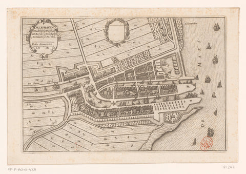 Map of Delfshaven, anonymous, 1652 Canvas Print