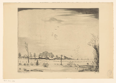 Farms in a snowy landscape near Amstelveen, Lodewijk Schelfhout, 1942 Canvas Print