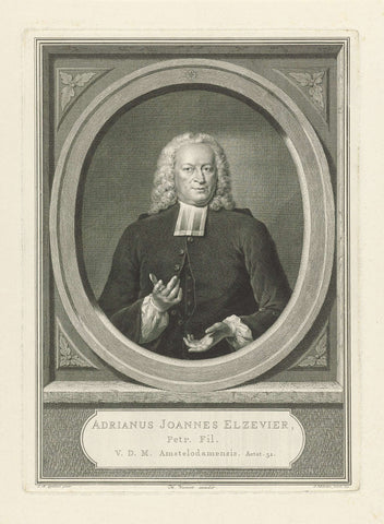 Portrait of Adriaan Johannes Elzevier, Jacob Houbraken, 1754 Canvas Print