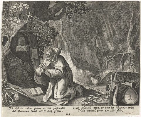 Or the Hermit, Johann Sadeler (I), 1586 - 1588 Canvas Print