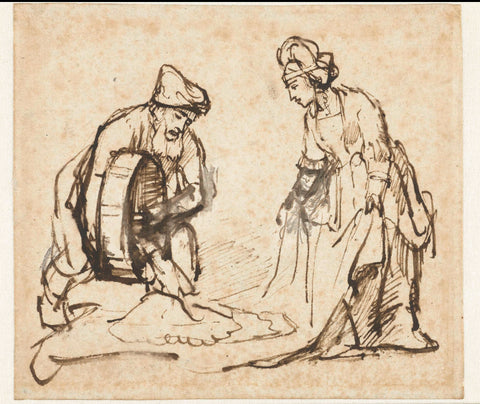 Boaz and Ruth, Rembrandt van Rijn, c. 1645 Canvas Print