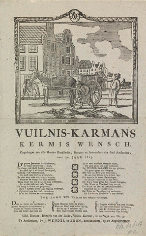 Kermisprent van de vuilnismannen van Amsterdam voor het jaar 1823, anonymous, 1823 Canvas Print