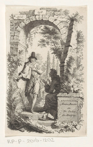 Conversation between Francis Bacon and François Eudes de Mézeray, anonymous, 1746 Canvas Print