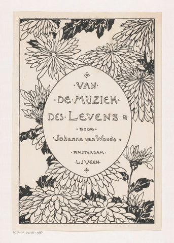 Band design for: Johanna van Woude, Van de muziek des levens, 1896, anonymous, Willem Wenckebach, in or before 1896 Canvas Print