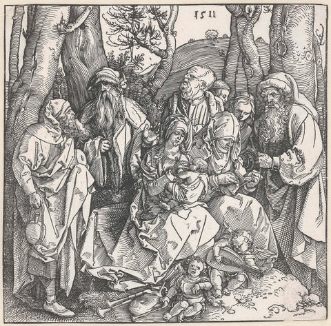 The Holy Family with Anna, her three husbands and the two half-sisters of Mary, Albrecht Dürer, 1511 Canvas Print