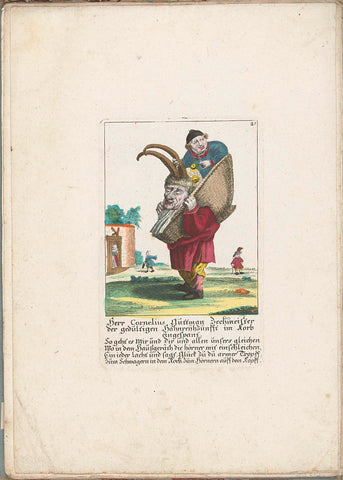 The dwarf Cornelius Guttman as horn bearer, ca. 1710, Martin Engelbrecht (attributed to), 1705 - 1715 Canvas Print