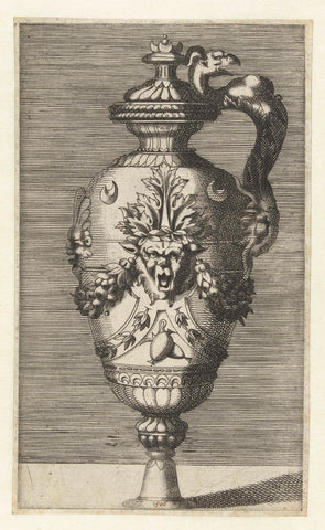 Can with a lid and an ear, formed by a kind of harpy, René Boyvin (workshop of), in or after 1551 - in or before 1580 Canvas Print