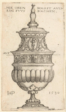 Bokaal met deksel, decoreerd met ovale medaillons, Hans Sebald Beham, 1530 Canvas Print