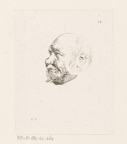 Head of a bald man, Anne Claude Philippe Caylus, 1735 Canvas Print